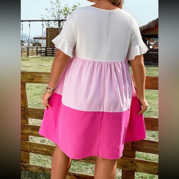 Plus color block smock dress - Picture 3 of 10